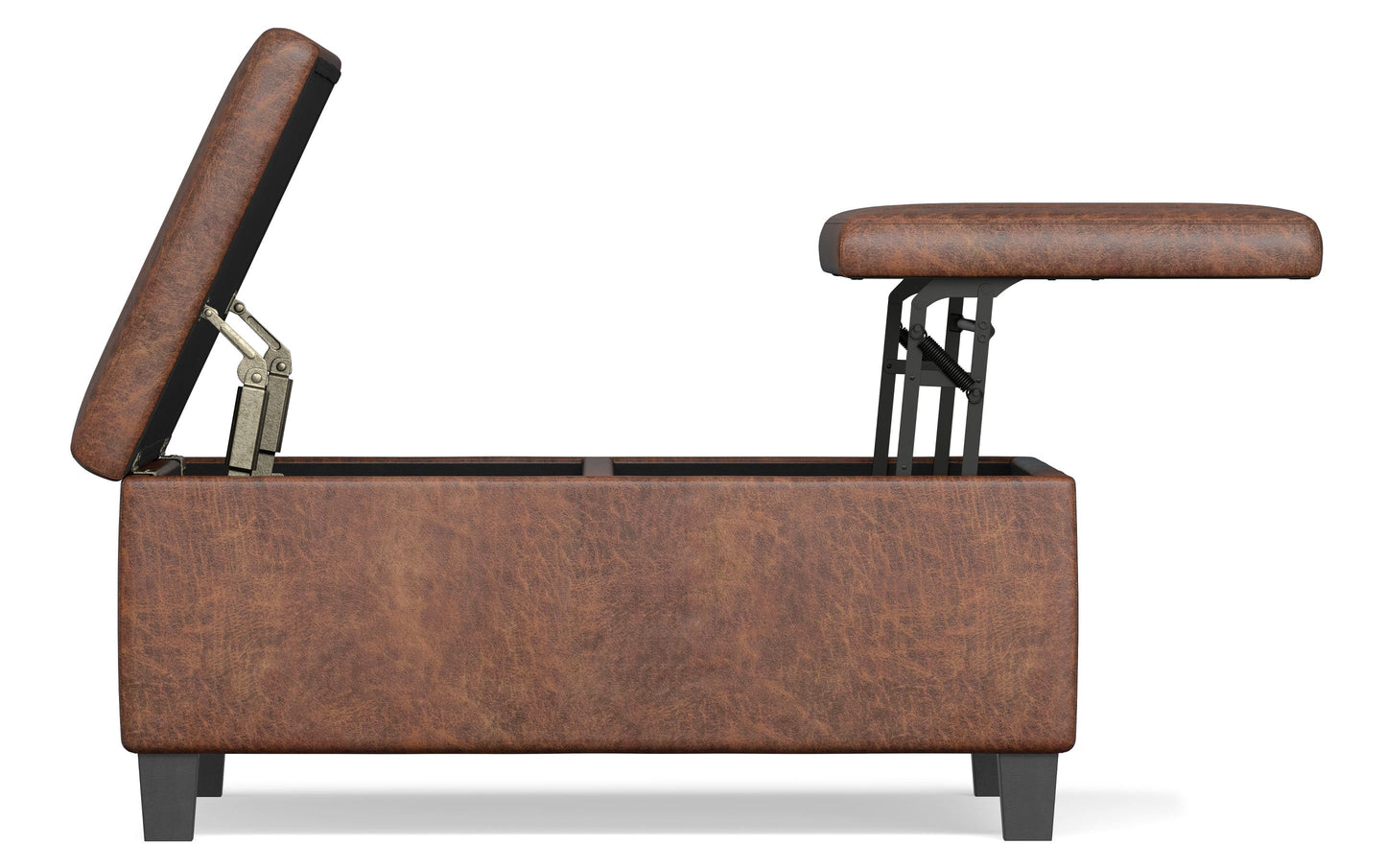 Distressed Saddle Brown Distressed Vegan Leather | Ellis Table Ottoman in Distressed Vegan Leather