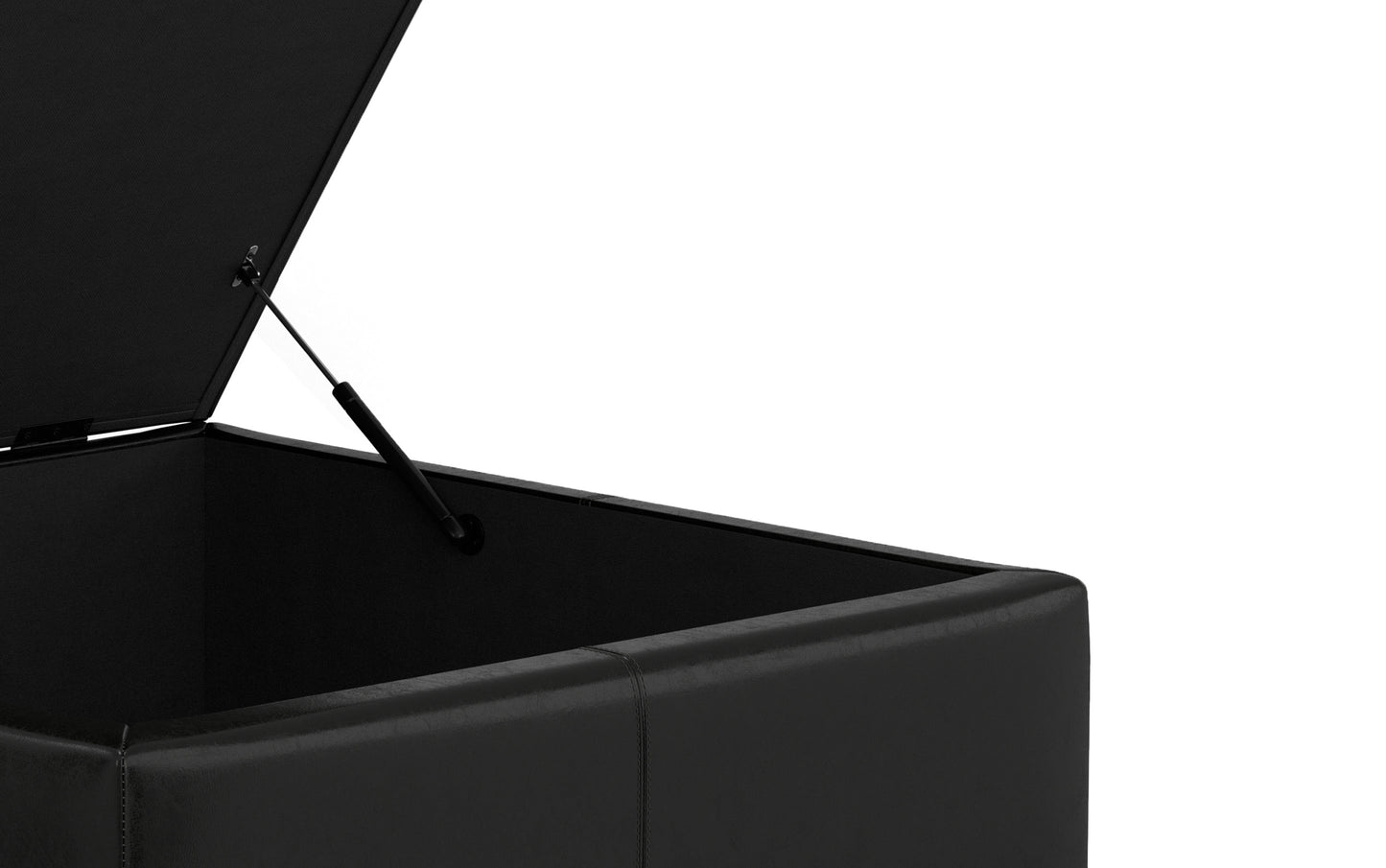 Midnight Black Vegan Leather | Gabbie Square Coffee Table Storage Ottoman