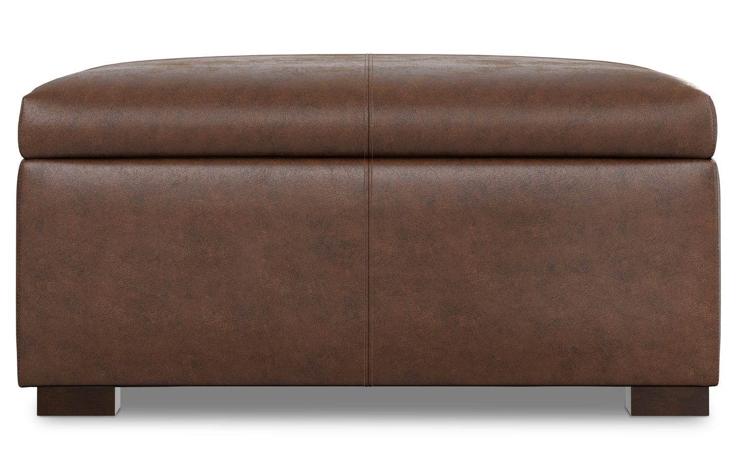 Distressed Chestnut Brown Distressed Vegan Leather | Gabbie Square Coffee Table Storage Ottoman