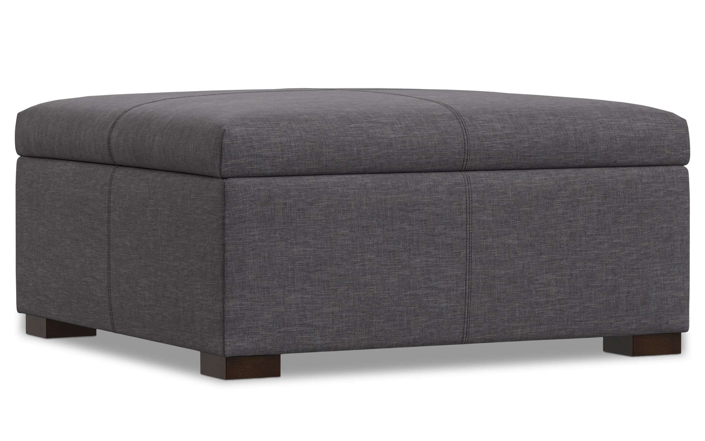 Slate Grey Linen Style Fabric | Gabbie Square Coffee Table Storage Ottoman