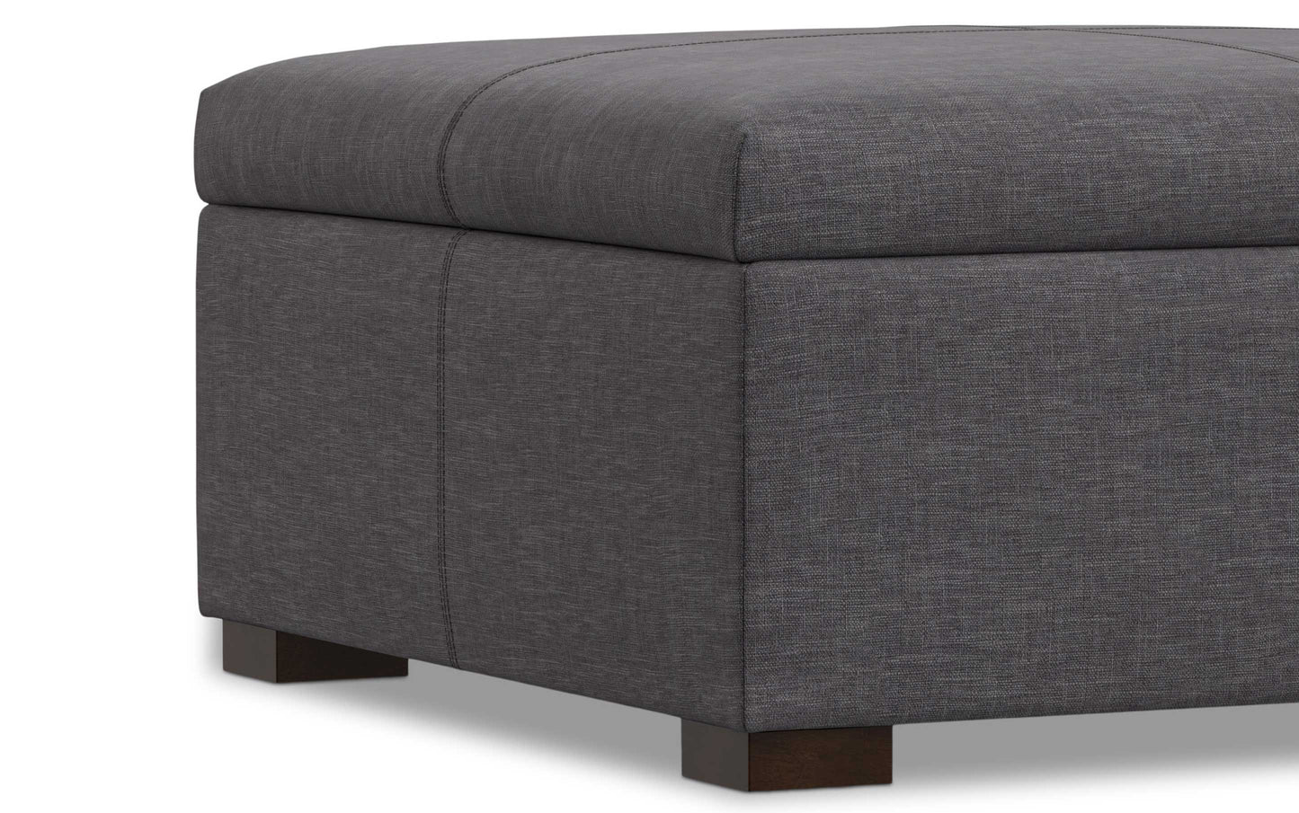 Slate Grey Linen Style Fabric | Gabbie Square Coffee Table Storage Ottoman