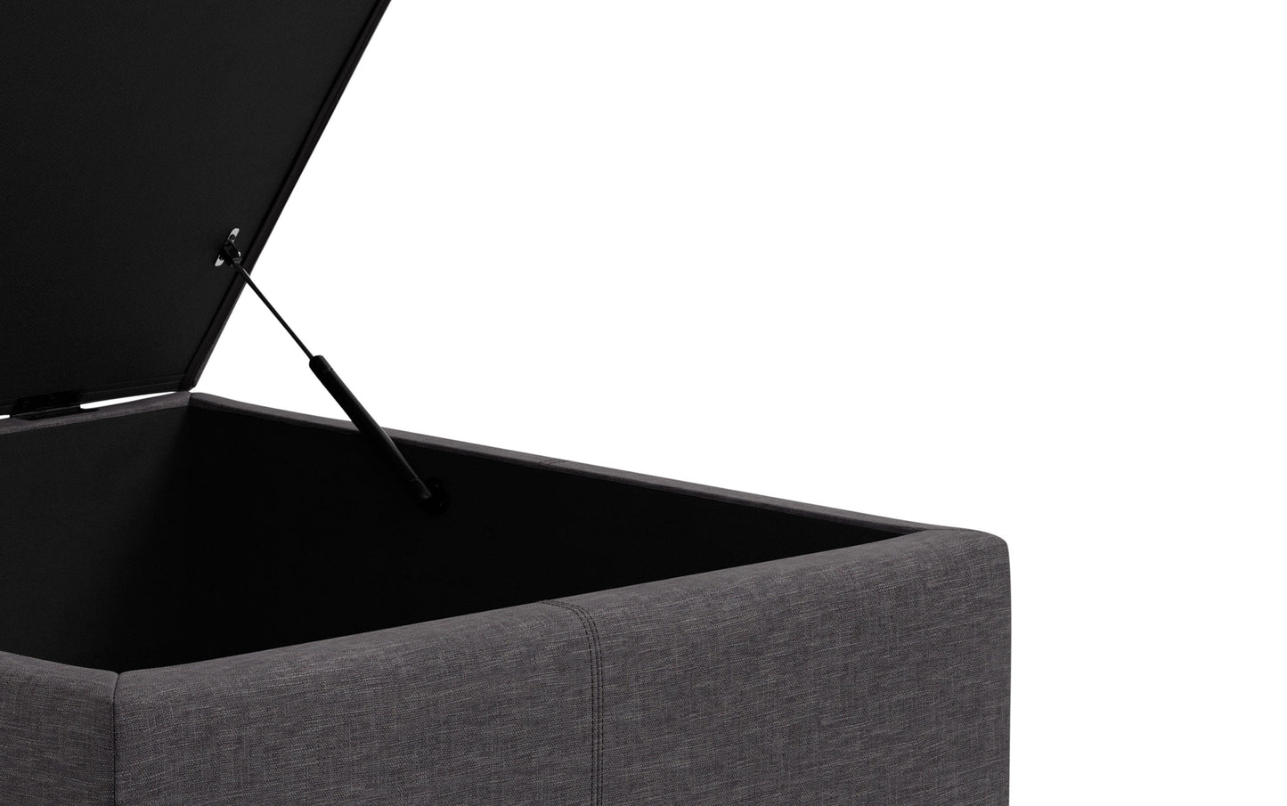 Slate Grey Linen Style Fabric | Gabbie Square Coffee Table Storage Ottoman
