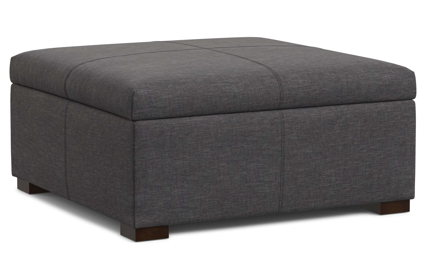 Slate Grey Linen Style Fabric | Gabbie Square Coffee Table Storage Ottoman