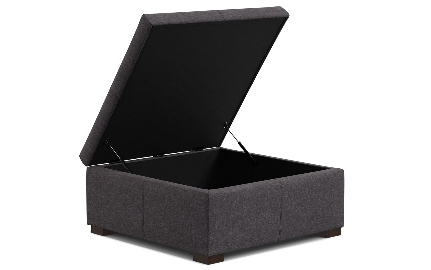 Slate Grey Linen Style Fabric | Gabbie Square Coffee Table Storage Ottoman