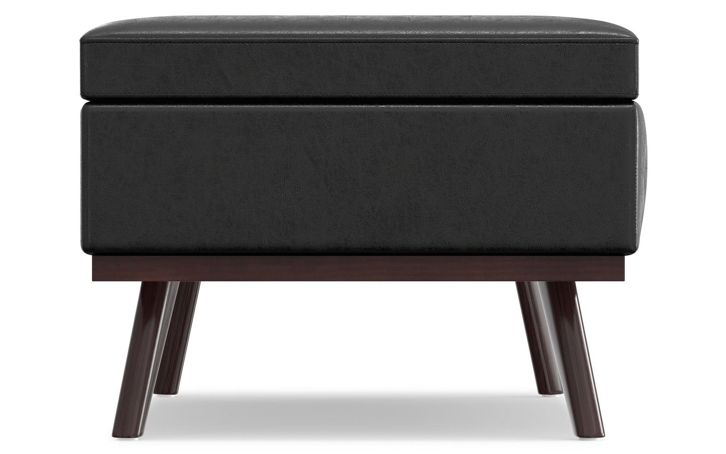 Distressed Black Distressed Vegan Leather | Owen Lift Top Large Coffee Table Storage Ottoman