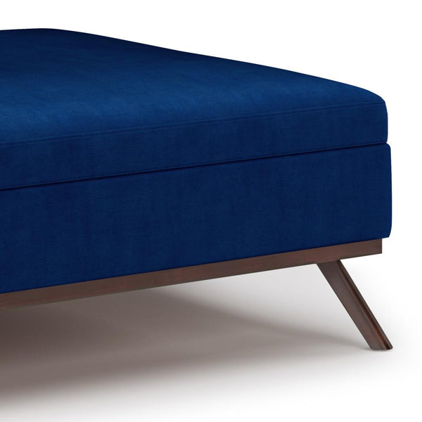 Blue Velvet Fabric | Owen Coffee Table Ottoman with Storage