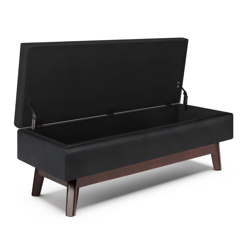Midnight Black Vegan Leather | Owen Rectangular Storage Ottoman