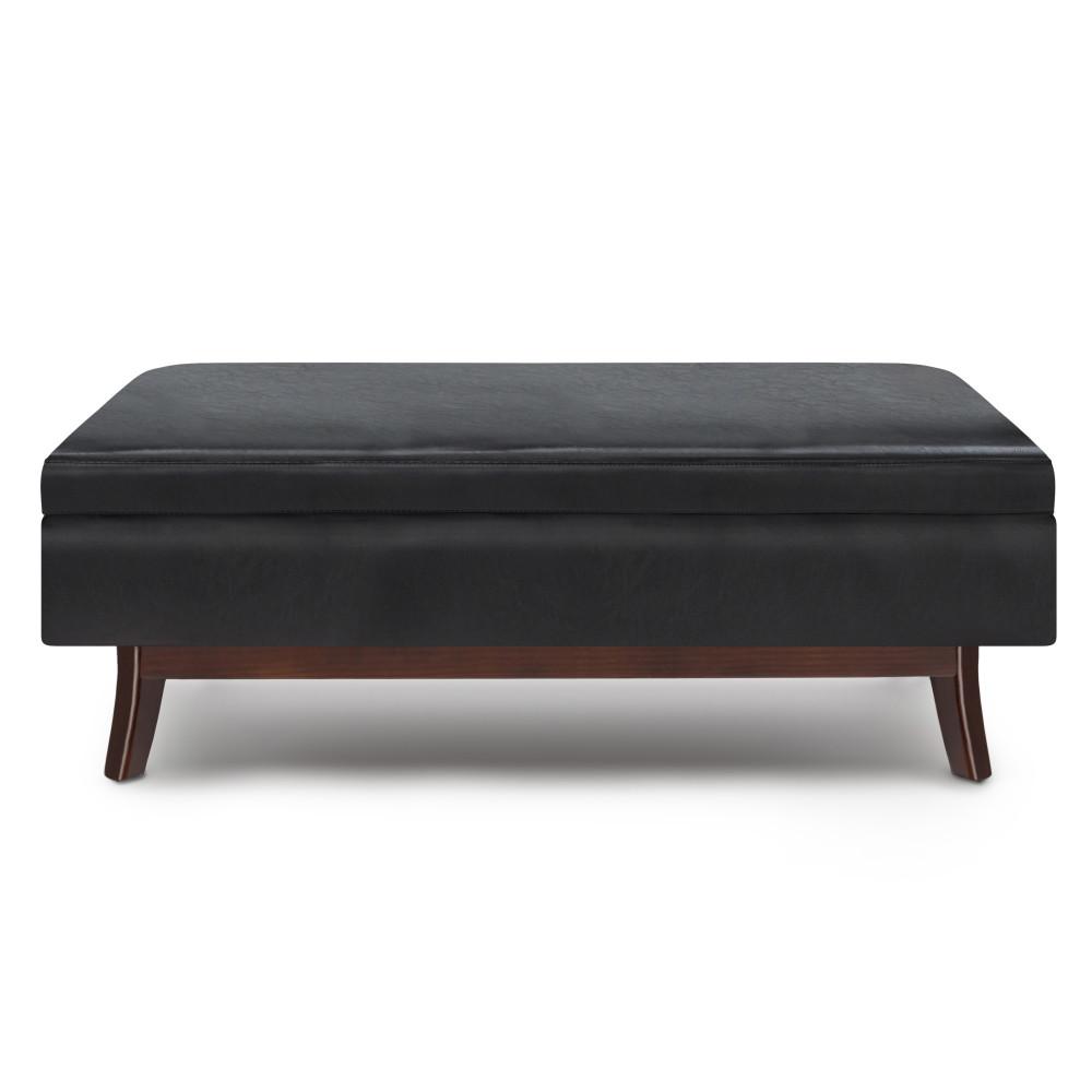 Midnight Black Vegan Leather | Owen Rectangular Storage Ottoman