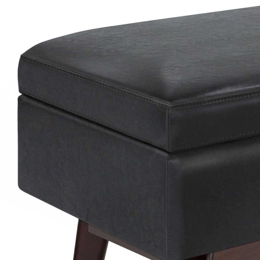 Midnight Black Vegan Leather | Owen Rectangular Storage Ottoman