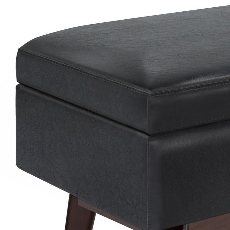 Midnight Black Vegan Leather | Owen Rectangular Storage Ottoman
