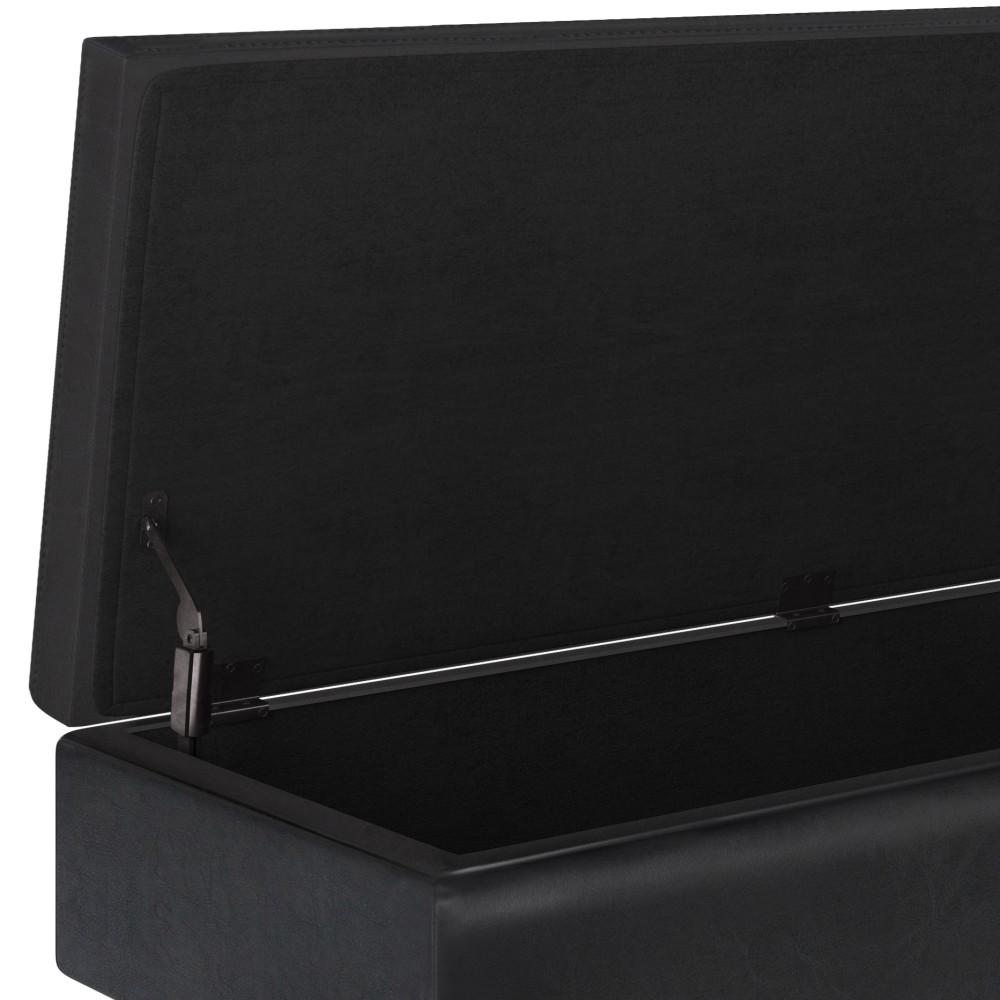 Midnight Black Vegan Leather | Owen Rectangular Storage Ottoman