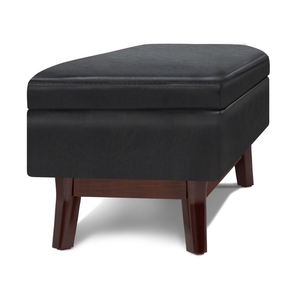 Midnight Black Vegan Leather | Owen Rectangular Storage Ottoman
