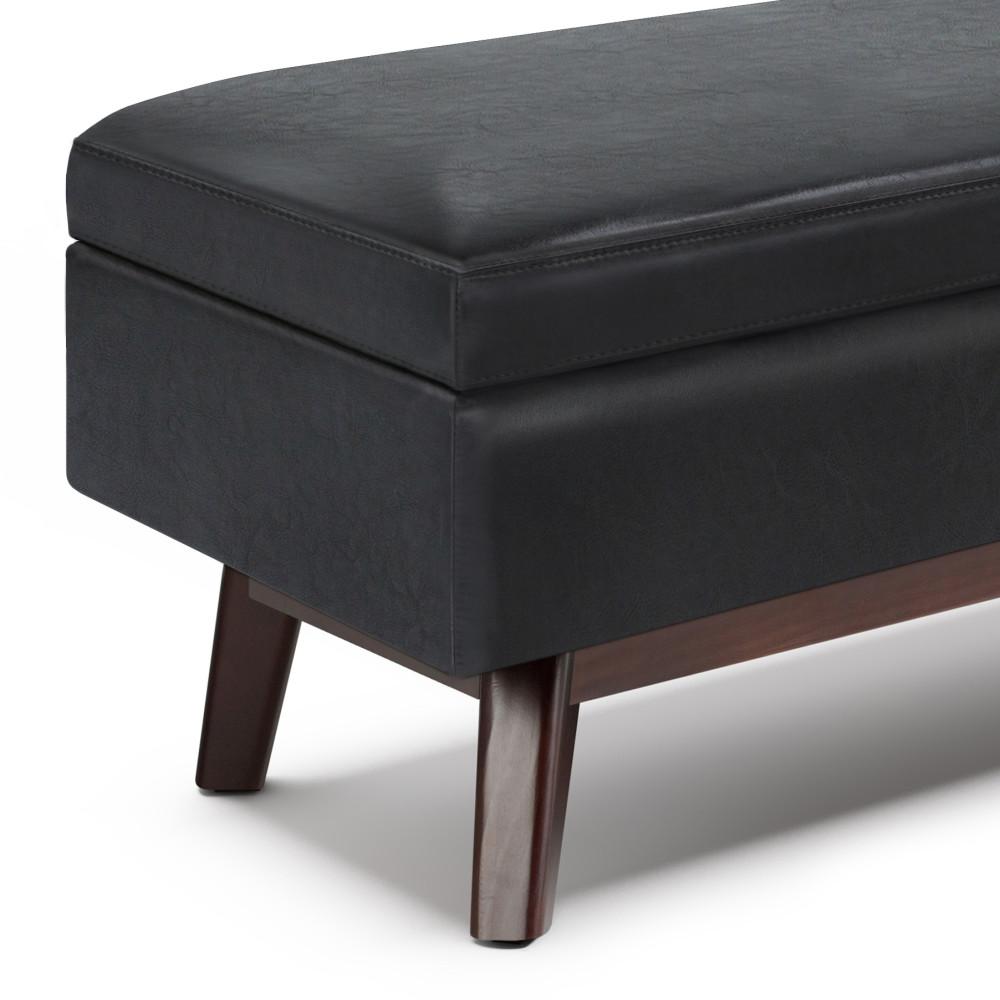 Midnight Black Vegan Leather | Owen Rectangular Storage Ottoman