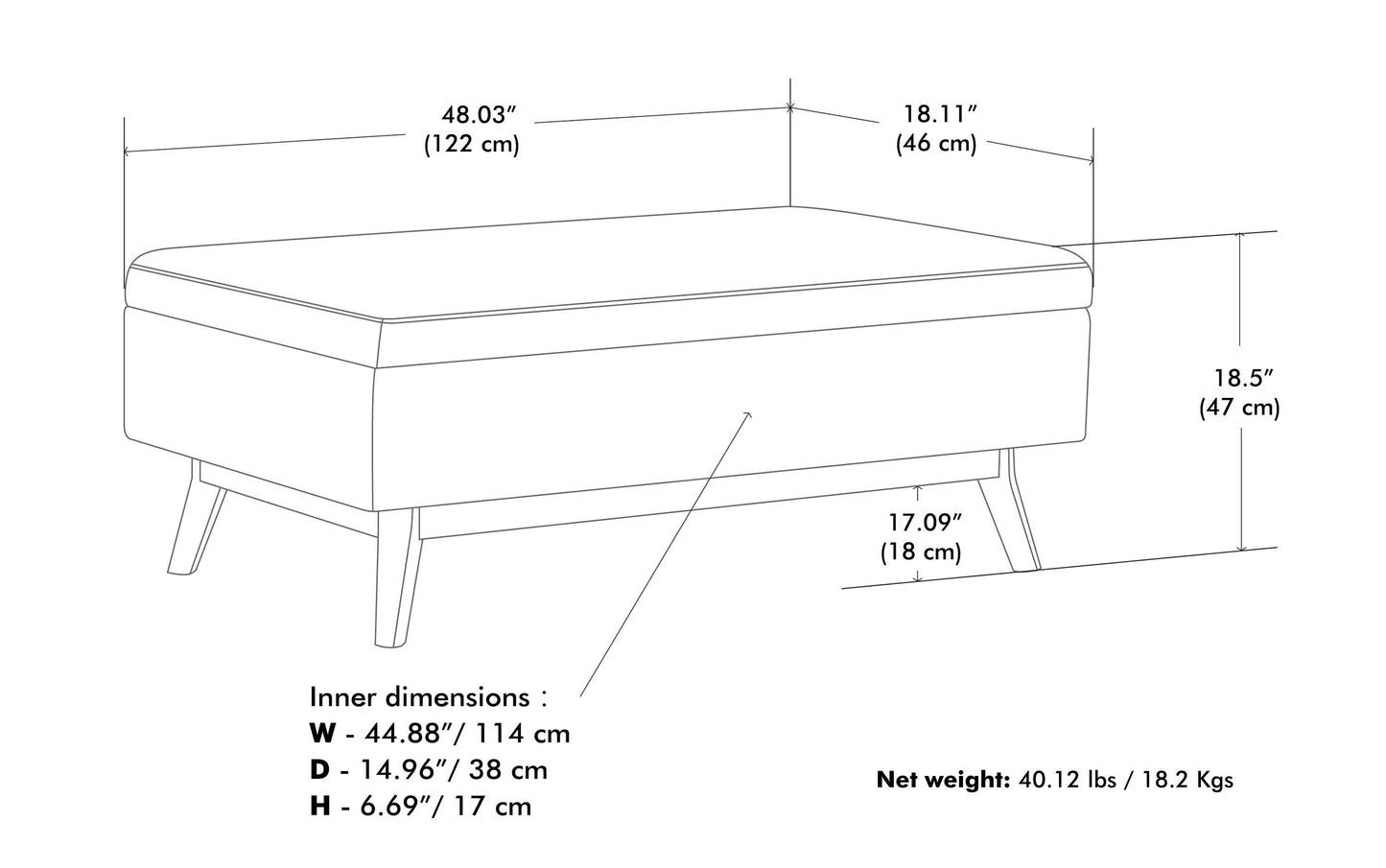 Distressed Black Distressed Vegan Leather | Owen Rectangular Storage Ottoman