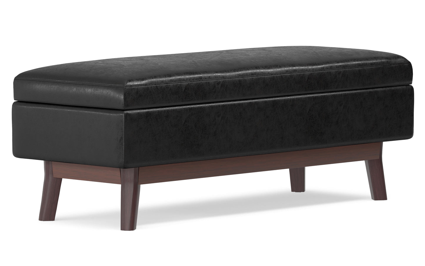 Distressed Black Distressed Vegan Leather | Owen Rectangular Storage Ottoman