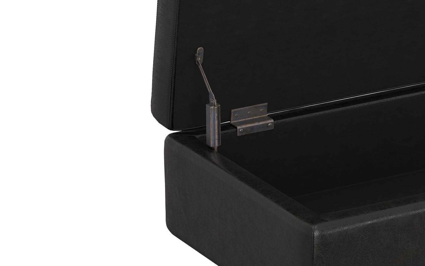 Distressed Black Distressed Vegan Leather | Owen Rectangular Storage Ottoman