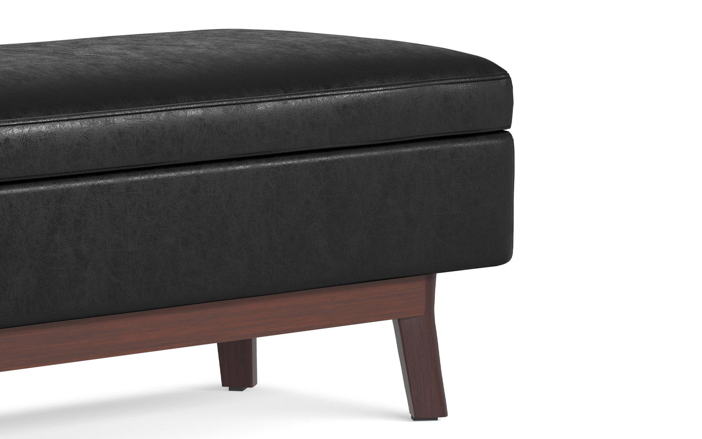 Distressed Black Distressed Vegan Leather | Owen Rectangular Storage Ottoman