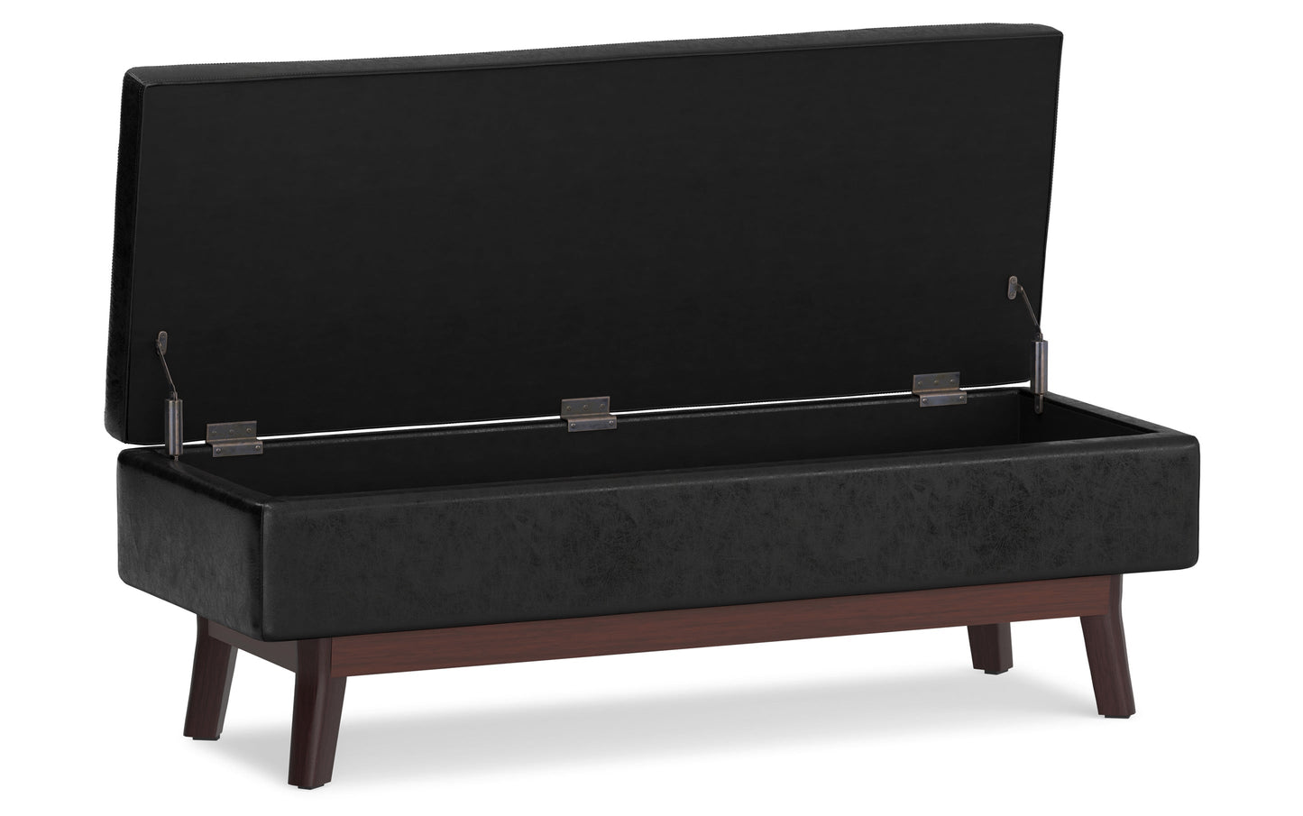 Distressed Black Distressed Vegan Leather | Owen Rectangular Storage Ottoman