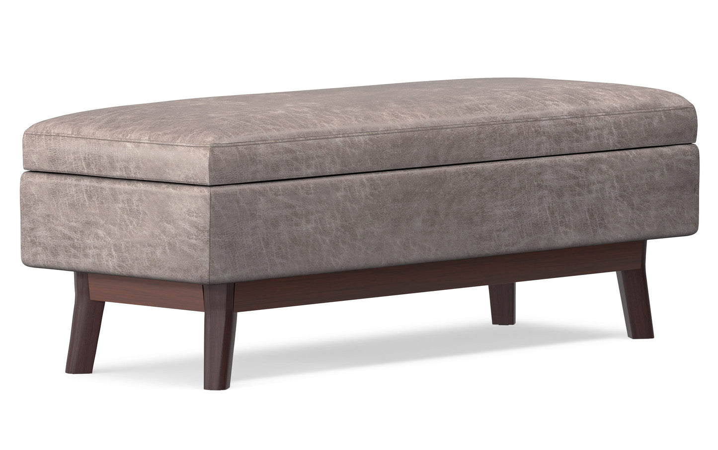 Distressed Grey Taupe Distressed Vegan Leather | Owen Rectangular Storage Ottoman