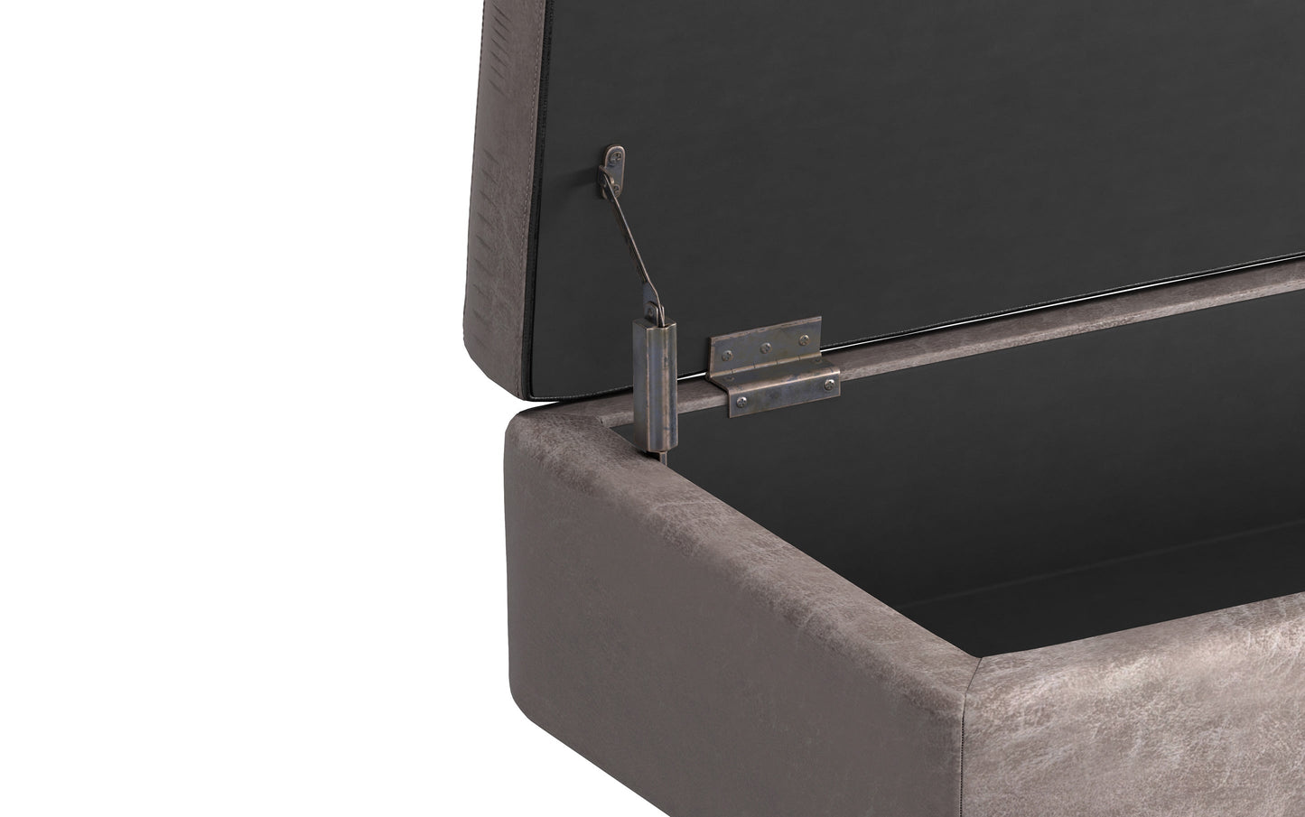 Distressed Grey Taupe Distressed Vegan Leather | Owen Rectangular Storage Ottoman