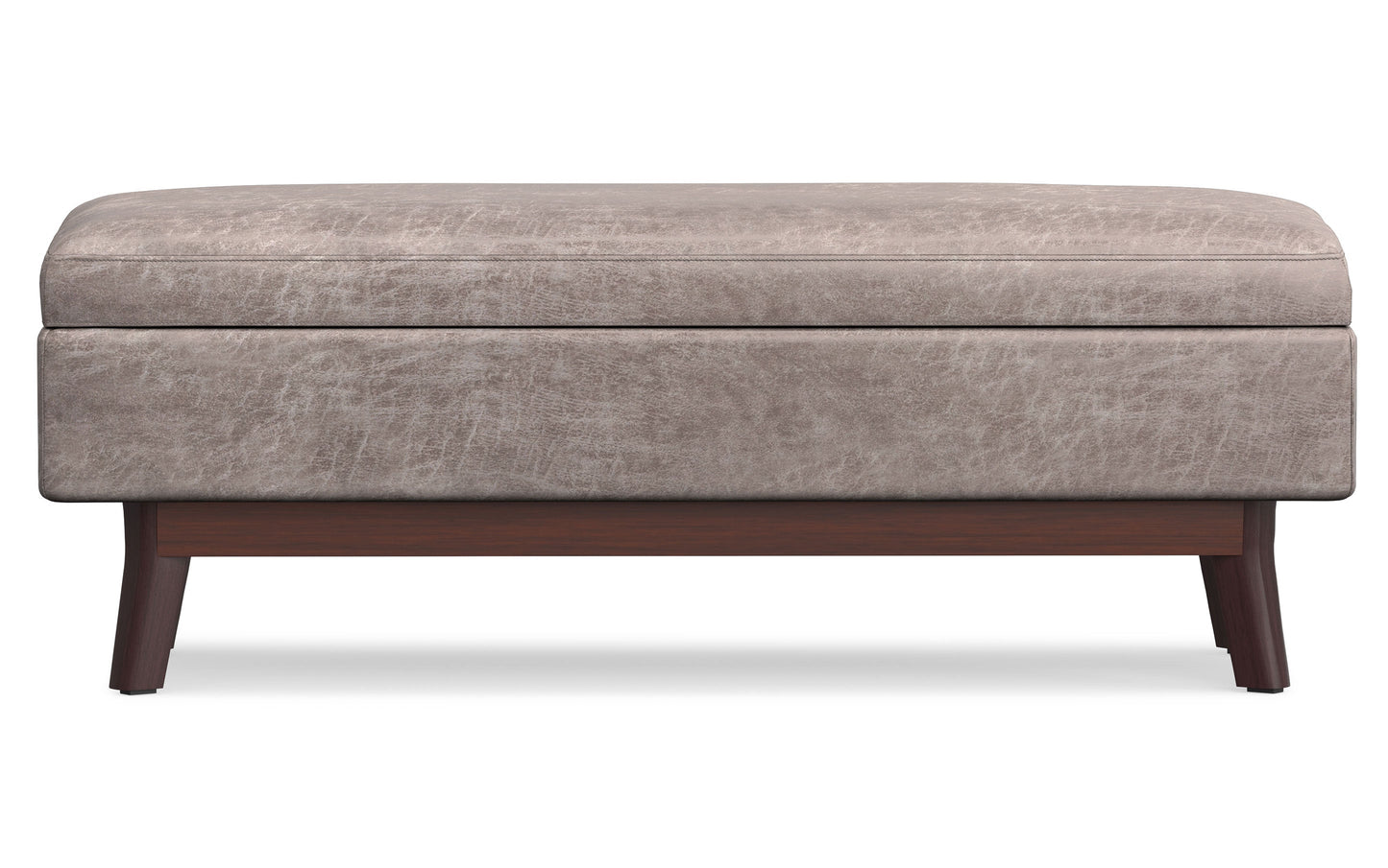 Distressed Grey Taupe Distressed Vegan Leather | Owen Rectangular Storage Ottoman