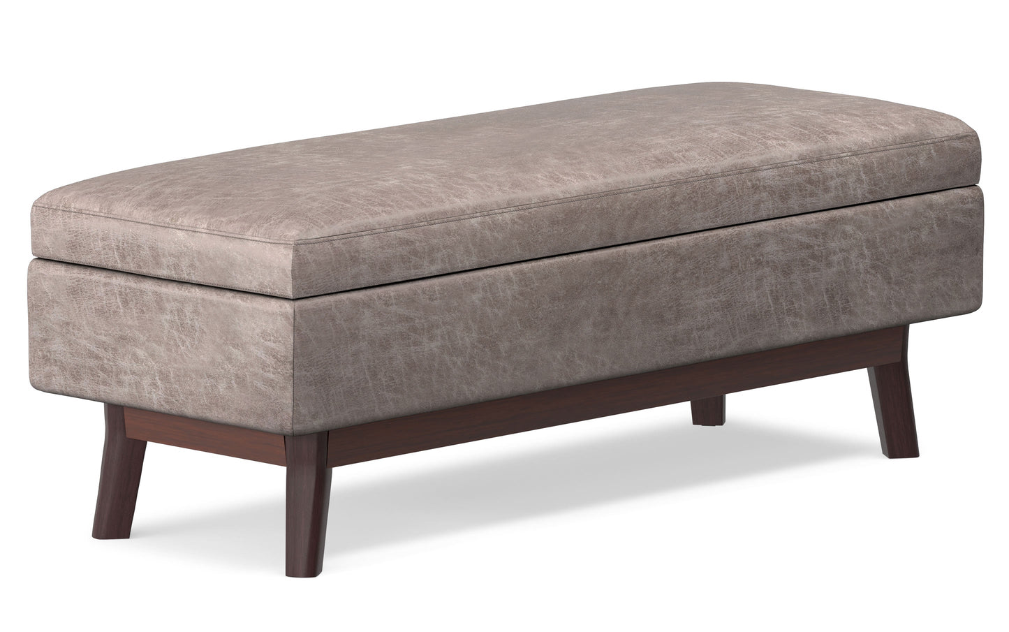 Distressed Grey Taupe Distressed Vegan Leather | Owen Rectangular Storage Ottoman