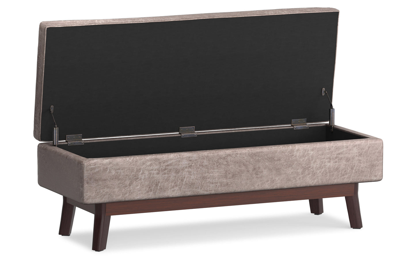 Distressed Grey Taupe Distressed Vegan Leather | Owen Rectangular Storage Ottoman