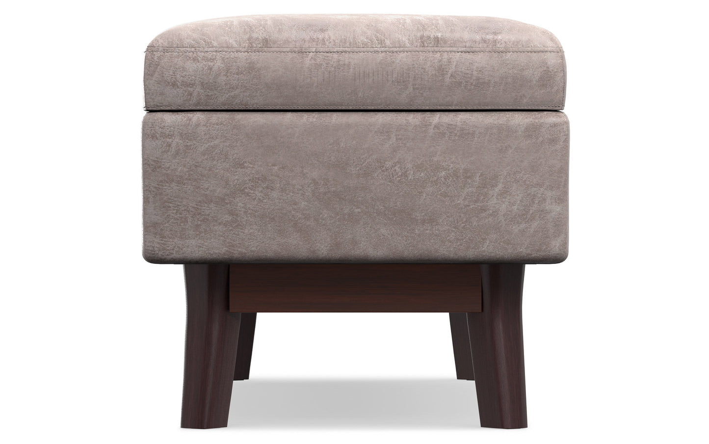 Distressed Grey Taupe Distressed Vegan Leather | Owen Rectangular Storage Ottoman