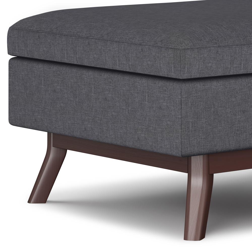 Slate Grey Linen Style Fabric | Owen Coffee Table Ottoman with Storage