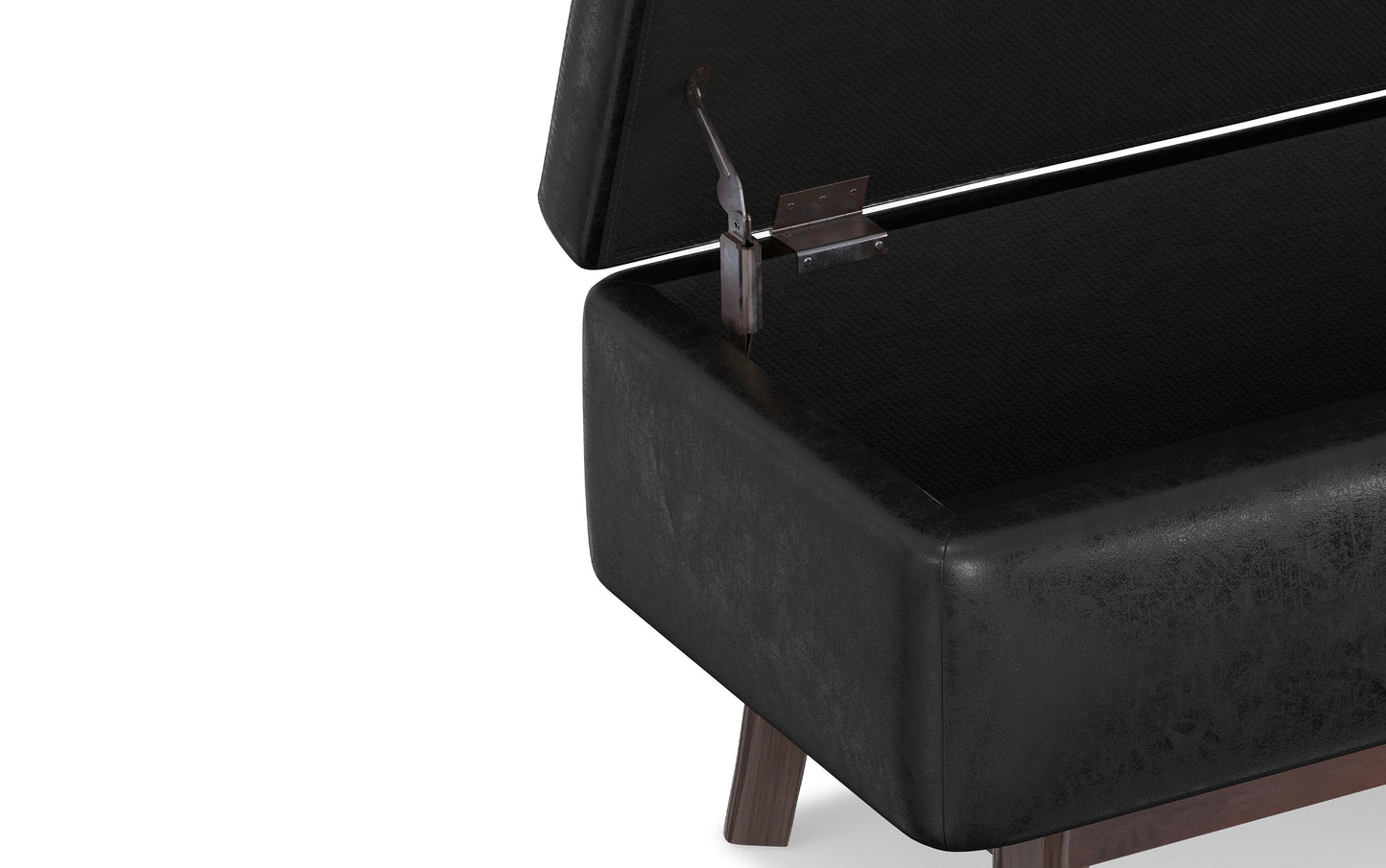 Distressed Black Distressed Vegan Leather | Owen Small Rectangular Storage Ottoman