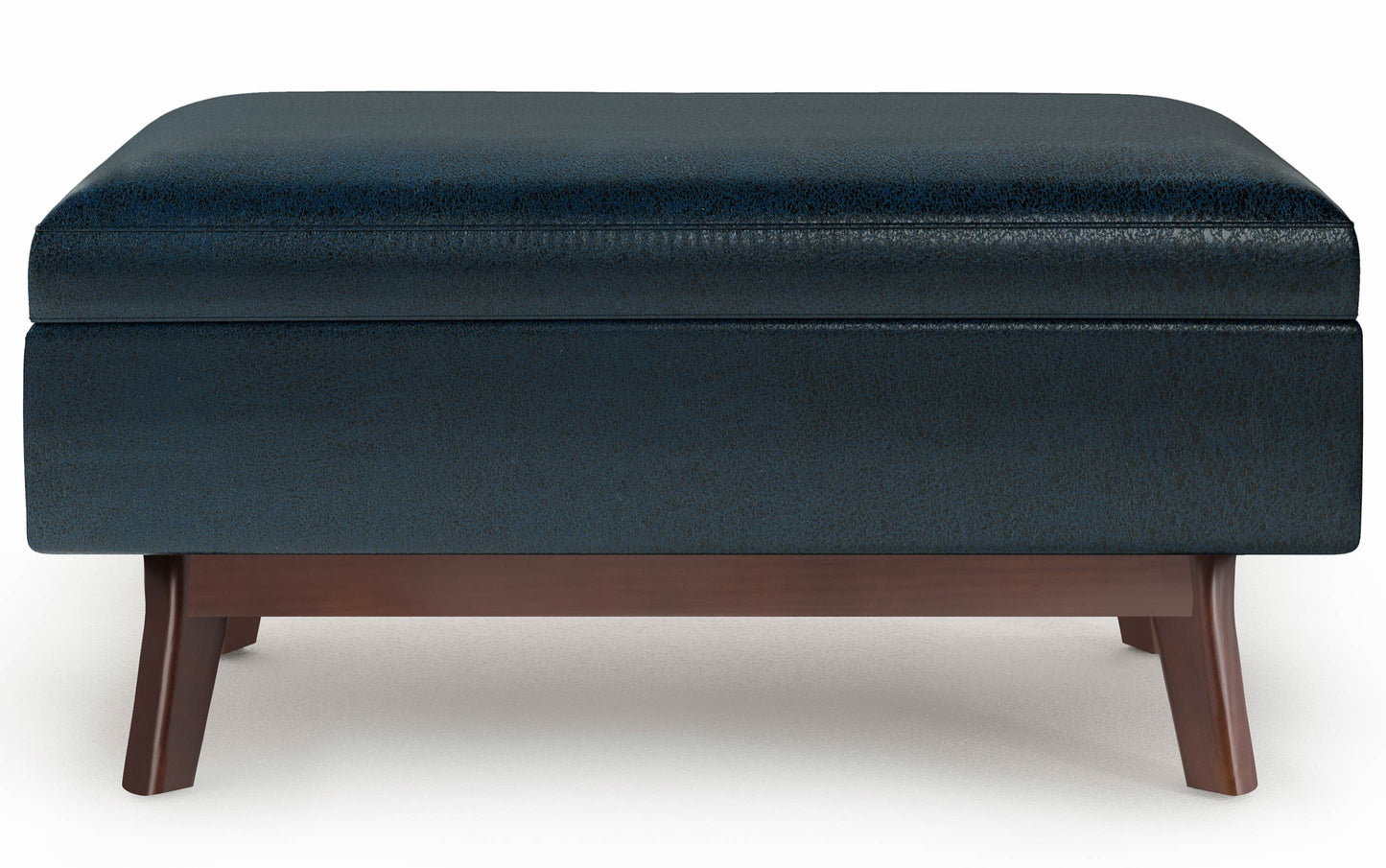 Distressed Dark Blue Distressed Vegan Leather | Owen Small Rectangular Storage Ottoman
