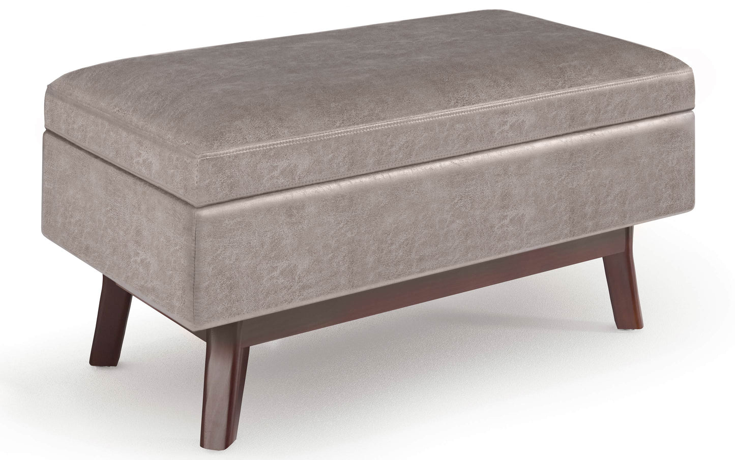 Distressed Grey Taupe Distressed Vegan Leather | Owen Small Rectangular Storage Ottoman