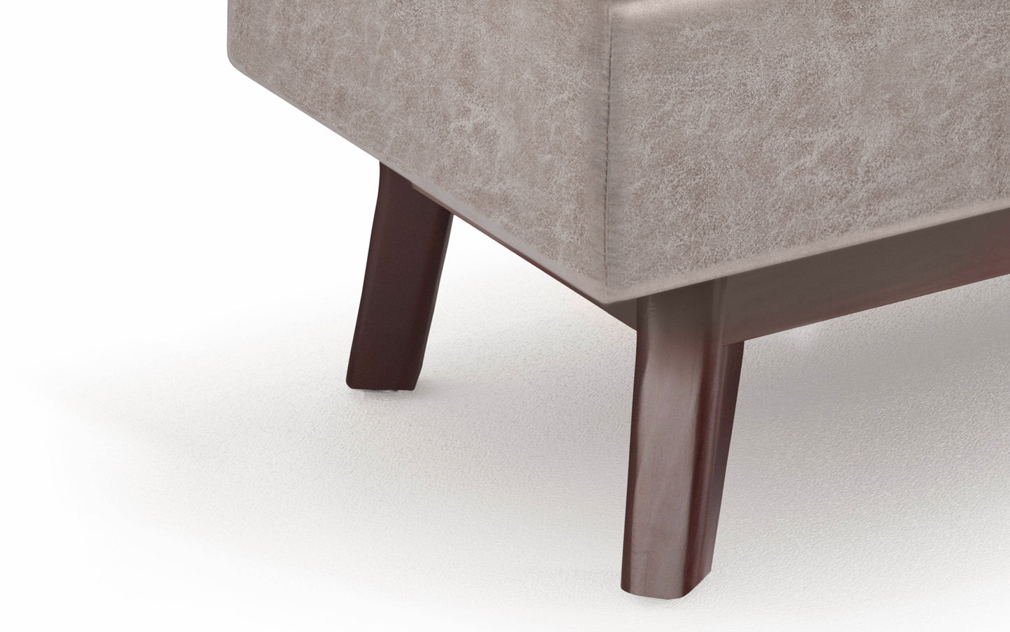 Distressed Grey Taupe Distressed Vegan Leather | Owen Small Rectangular Storage Ottoman