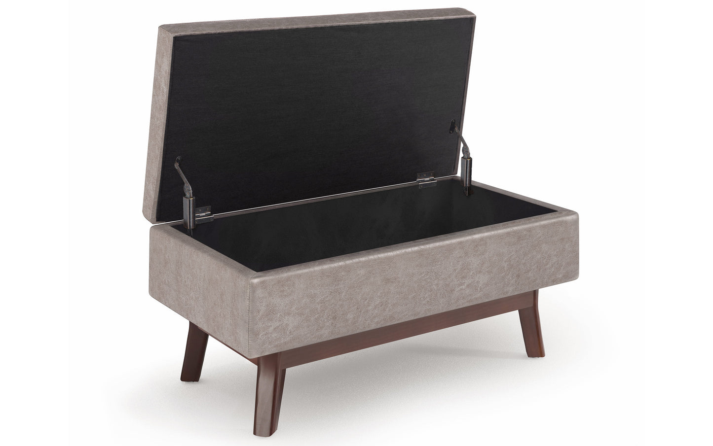 Distressed Grey Taupe Distressed Vegan Leather | Owen Small Rectangular Storage Ottoman