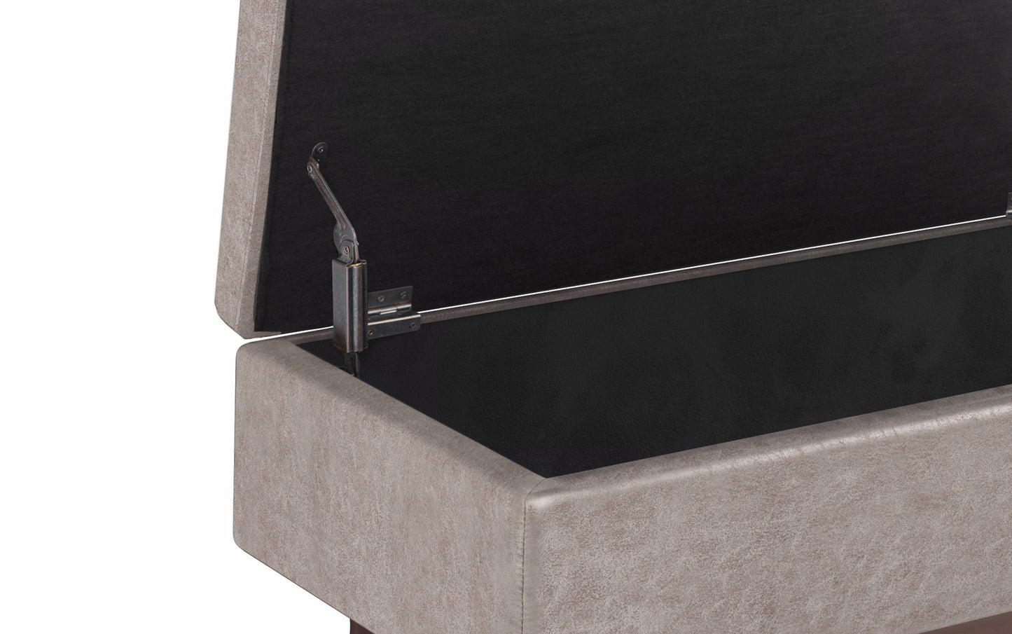 Distressed Grey Taupe Distressed Vegan Leather | Owen Small Rectangular Storage Ottoman