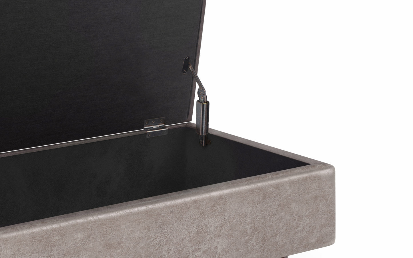 Distressed Grey Taupe Distressed Vegan Leather | Owen Small Rectangular Storage Ottoman