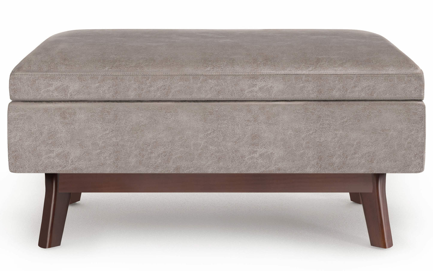 Distressed Grey Taupe Distressed Vegan Leather | Owen Small Rectangular Storage Ottoman