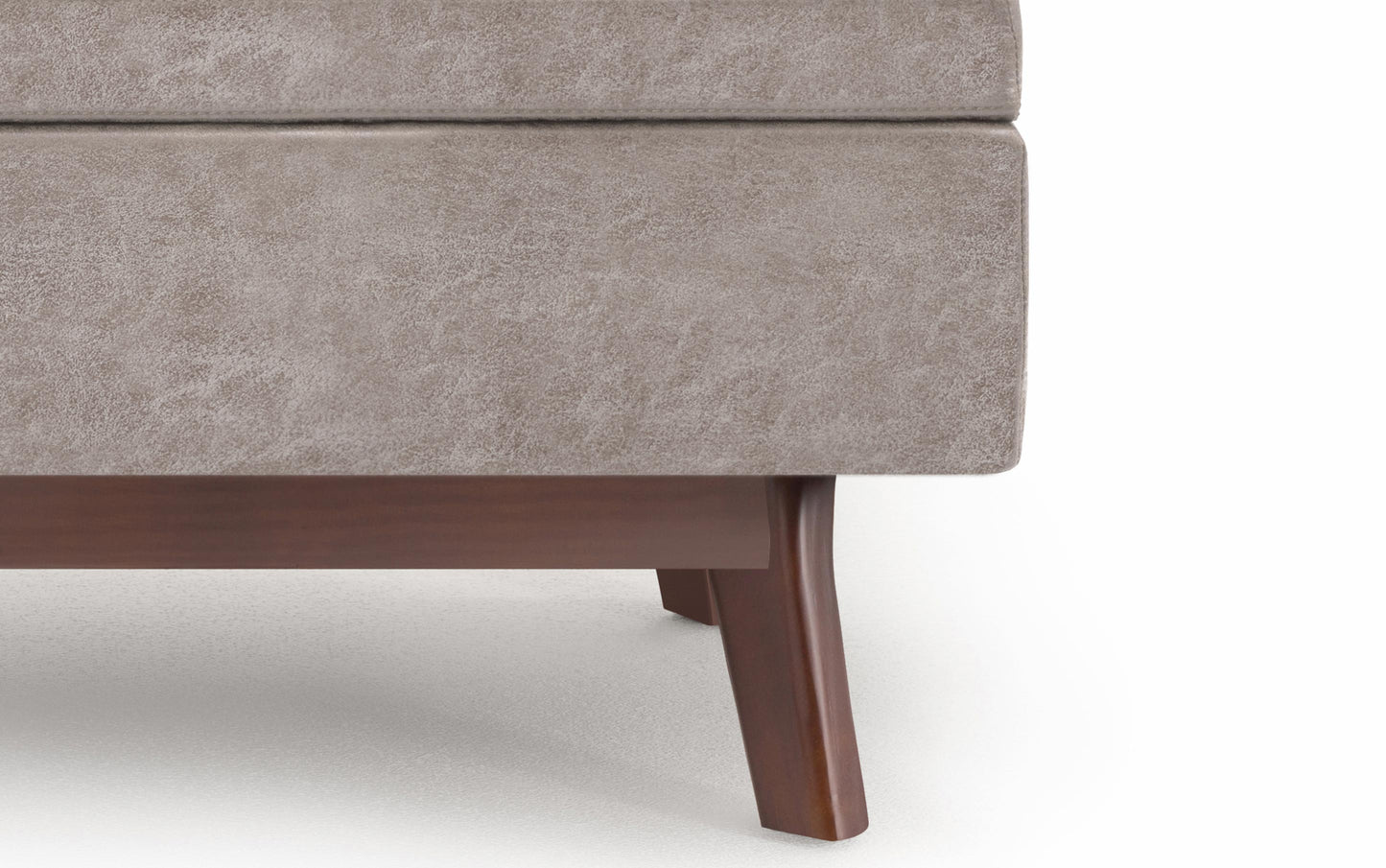 Distressed Grey Taupe Distressed Vegan Leather | Owen Small Rectangular Storage Ottoman