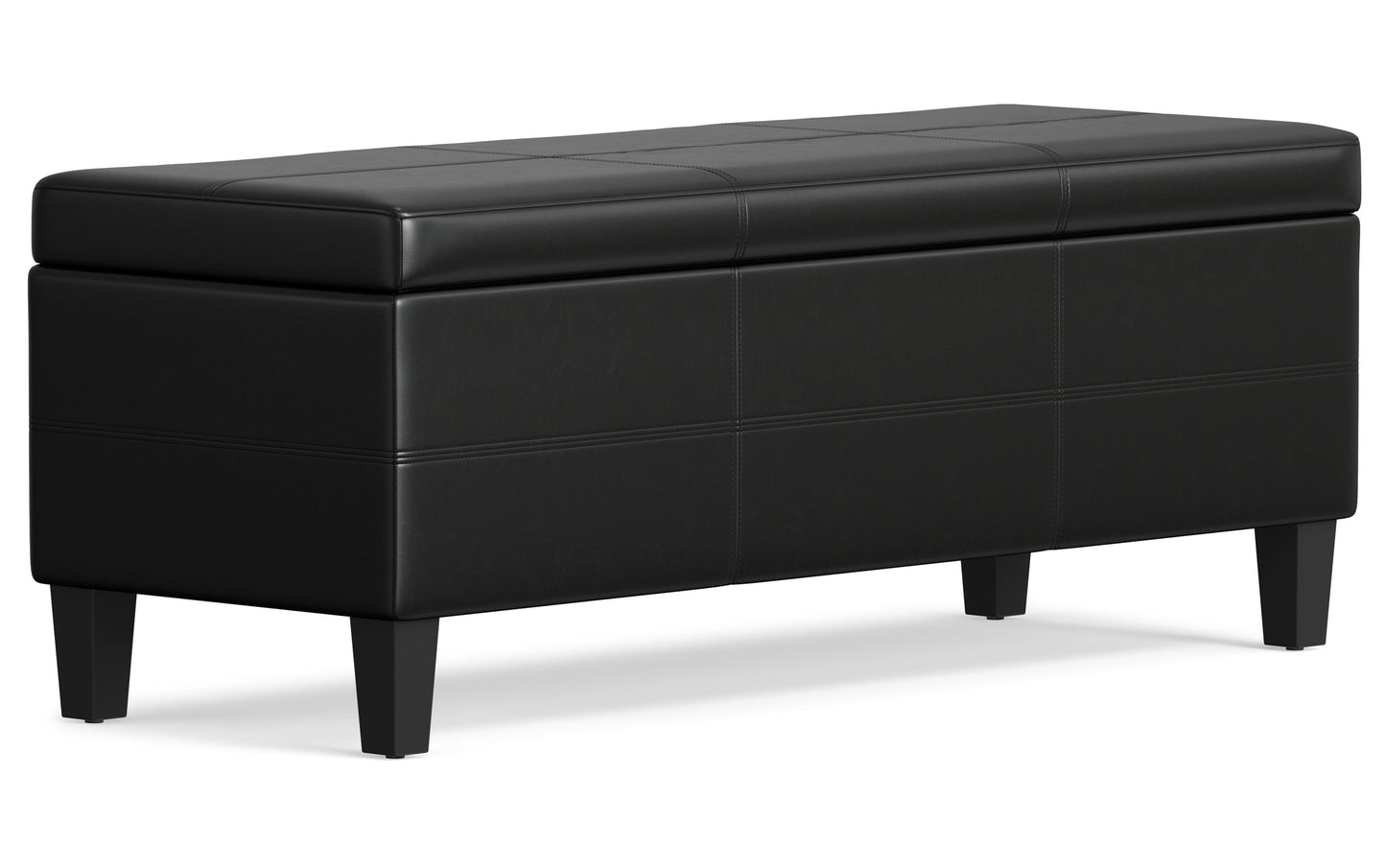 Midnight Black | Afton Storage Ottoman Bench