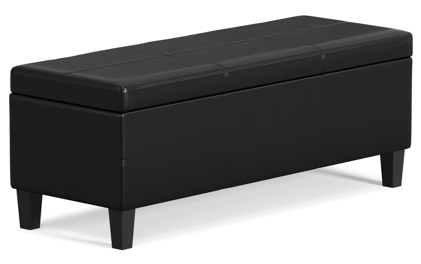 Midnight Black | Afton Storage Ottoman Bench