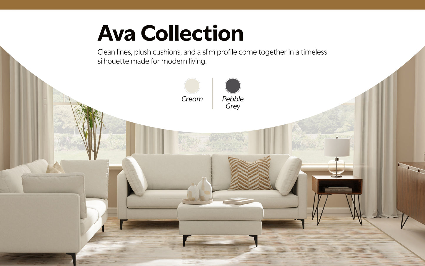 Cream | Ava Mid Century Ottoman