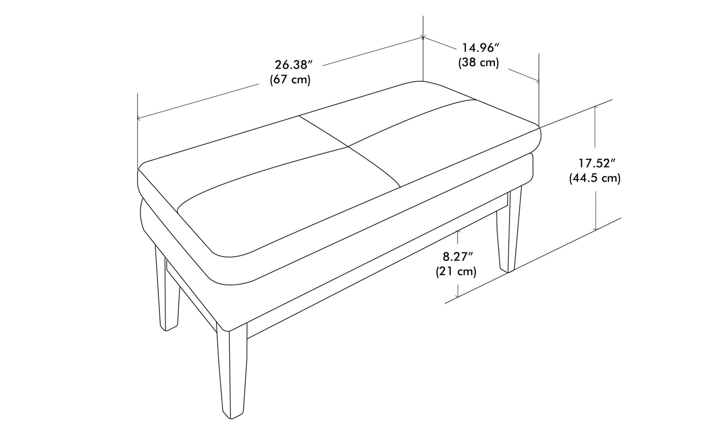 Distressed Chestnut Brown Distressed Vegan Leather | Carlson Small Ottoman Bench Distressed Vegan Leather