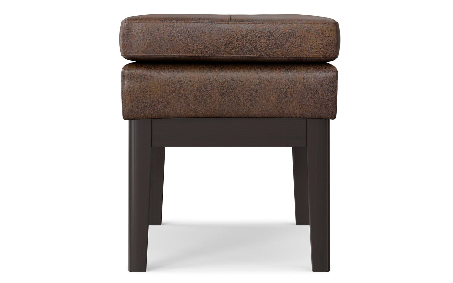Distressed Chestnut Brown Distressed Vegan Leather | Carlson Small Ottoman Bench Distressed Vegan Leather