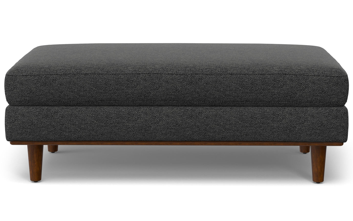 Charcoal Grey Woven-Blend Fabric | Morrison Large Rectangular Ottoman