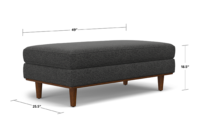 Charcoal Grey Woven Polyester Fabric | Morrison Large Rectangular Ottoman