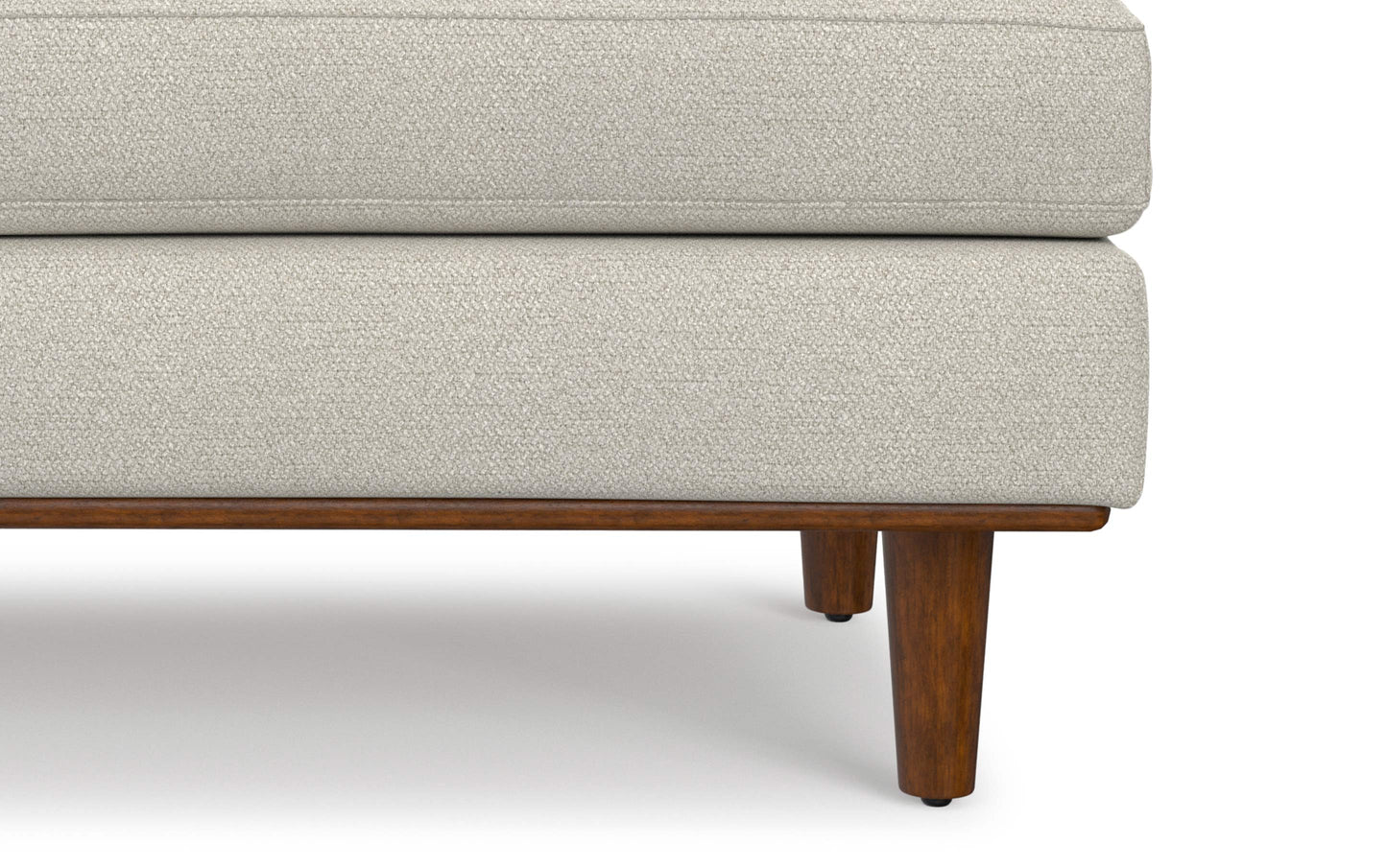 Cream White Woven-Blend Fabric | Morrison Large Rectangular Ottoman