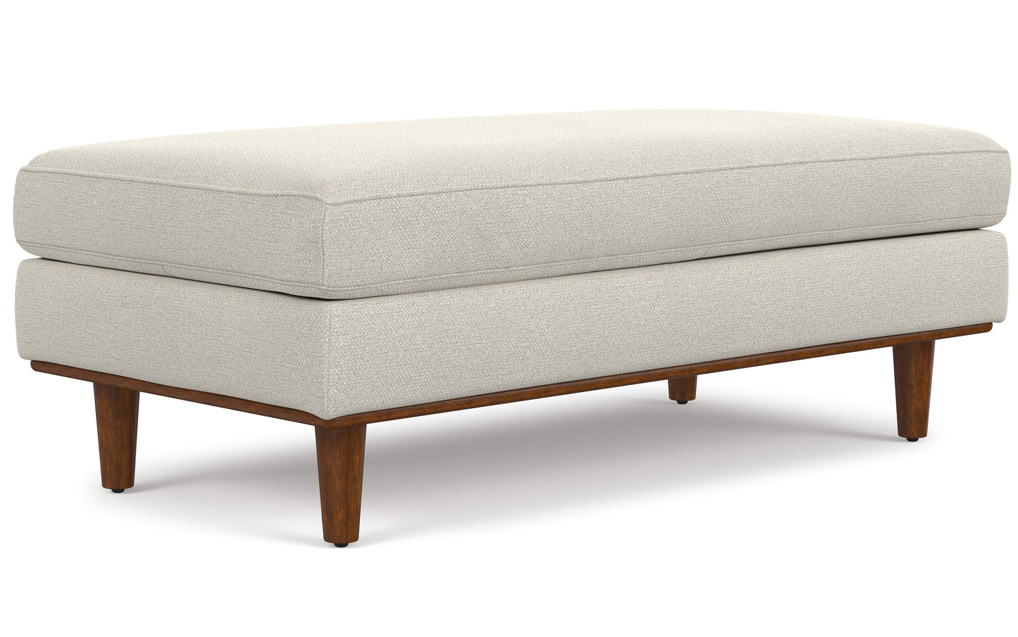 Cream White Woven-Blend Fabric | Morrison Large Rectangular Ottoman