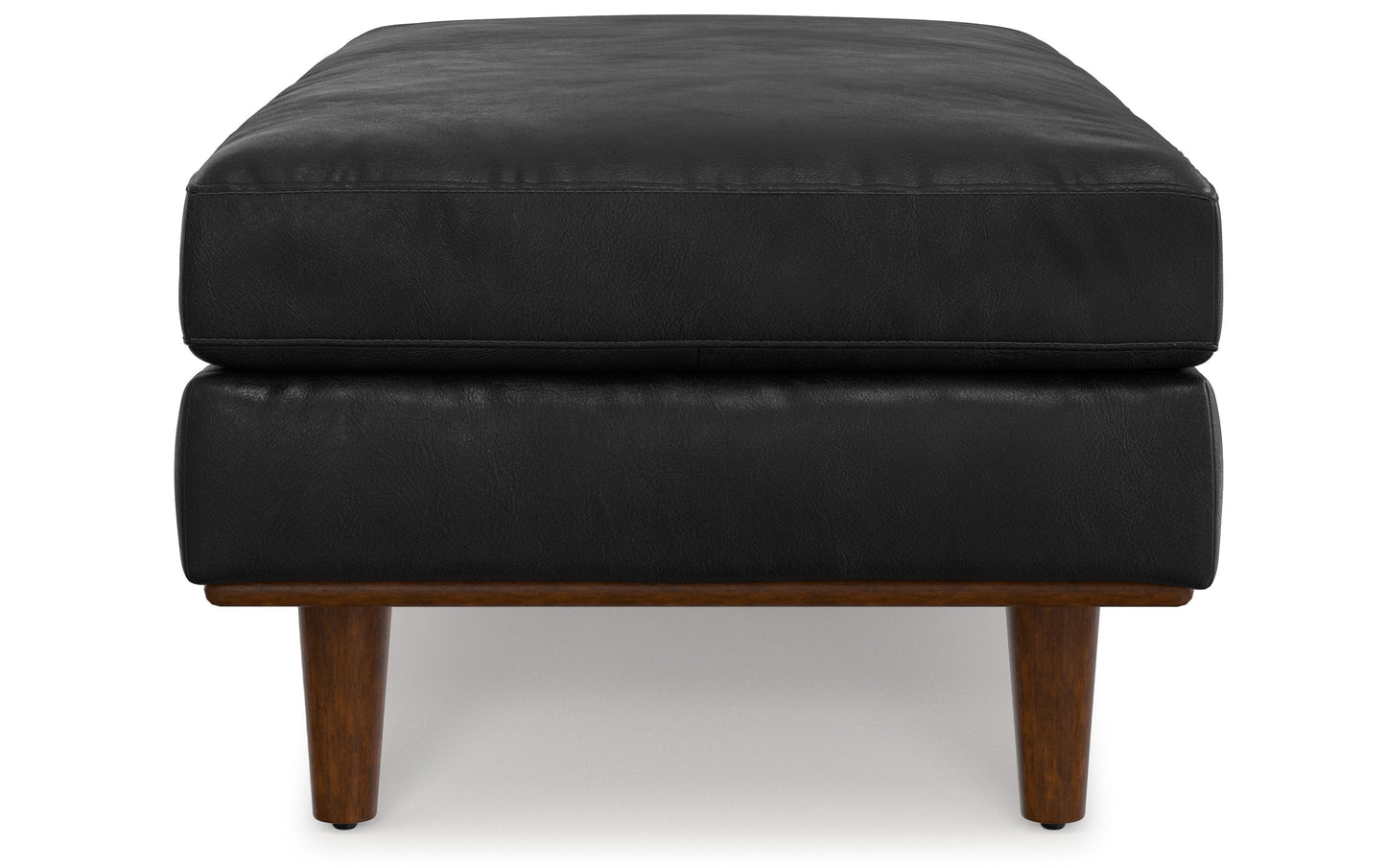 Lead Black Genuine Top Grain Leather | Morrison Large Rectangular Ottoman in Genuine Leather