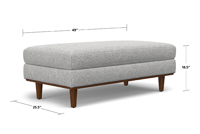 Mist Grey Woven Polyester Fabric | Morrison Large Rectangular Ottoman