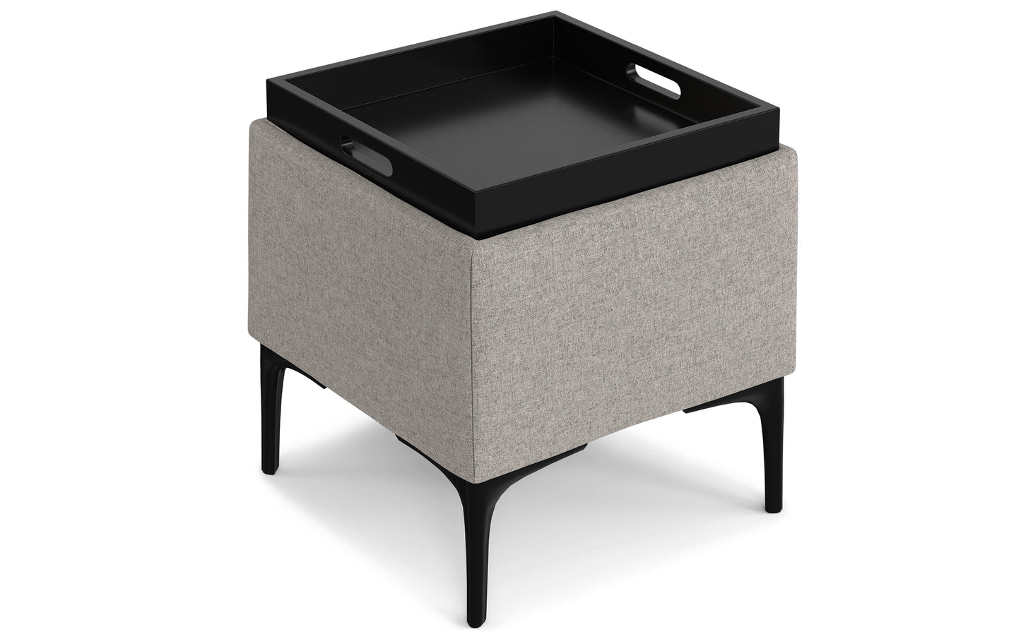 Natasha Storage Ottoman with Tray in Linen